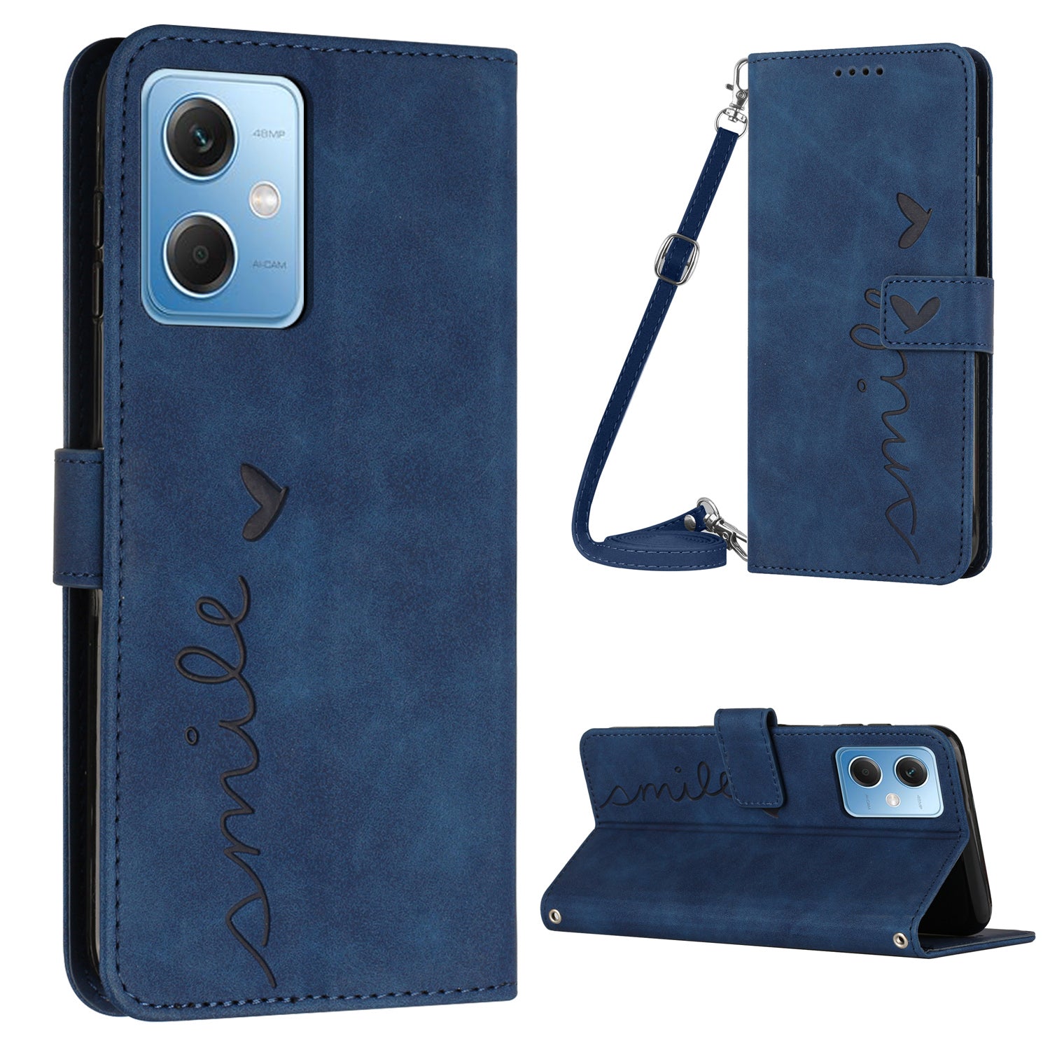 For Xiaomi Redmi Note 12 5G (Global) (India) (China) Poco X5 5G Leather Phone Case Heart Shape Stand Wallet Cover with Shoulder Strap For Xiaomi Redmi Note 12 5G (Global) (India) (China) Poco X5 5G Leather Phone Case Heart Shape Stand Wallet Cover with Shoulder Strap